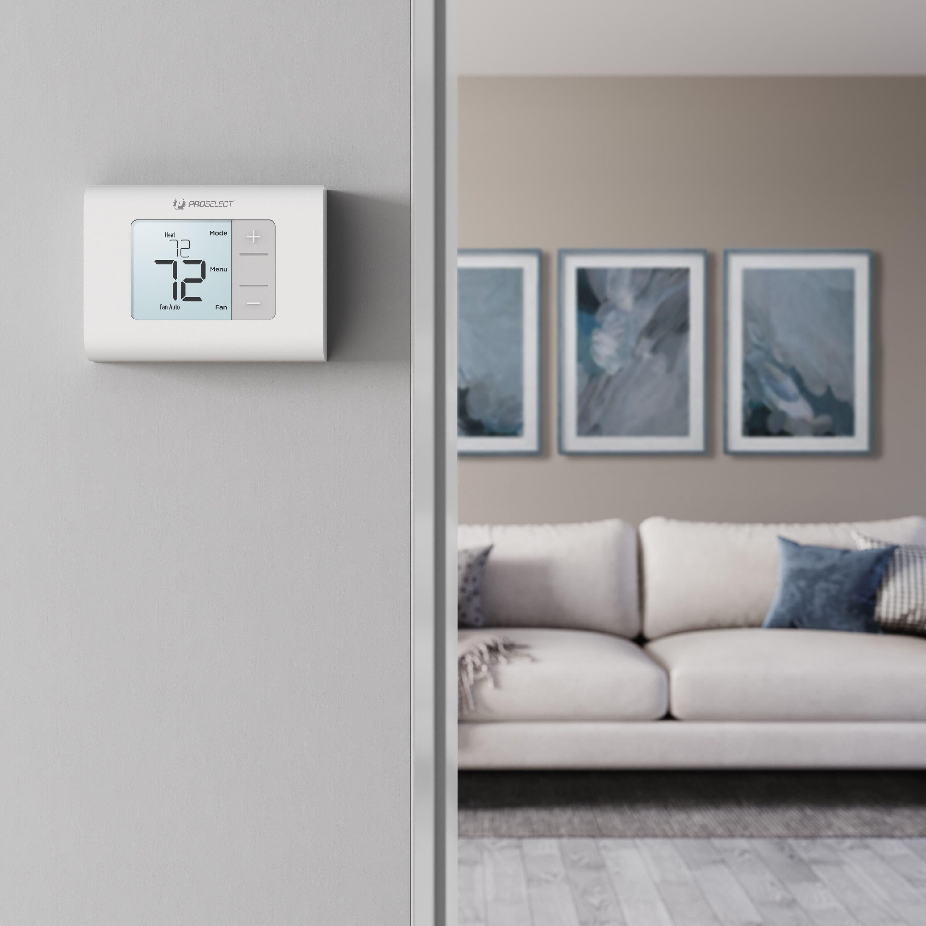 PROSELECT thermostat on a wall in a residential home